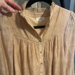 Roolee Women's Light Cream Floral Button-Front Top